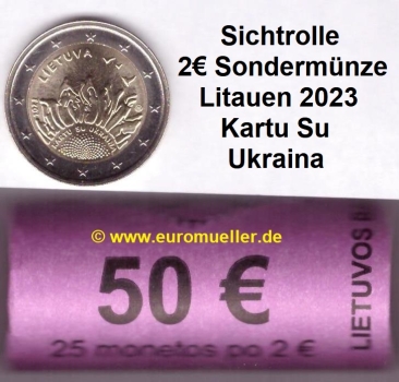 Rolle 2 Euro Sondermünze Litauen 2023 Ukraina